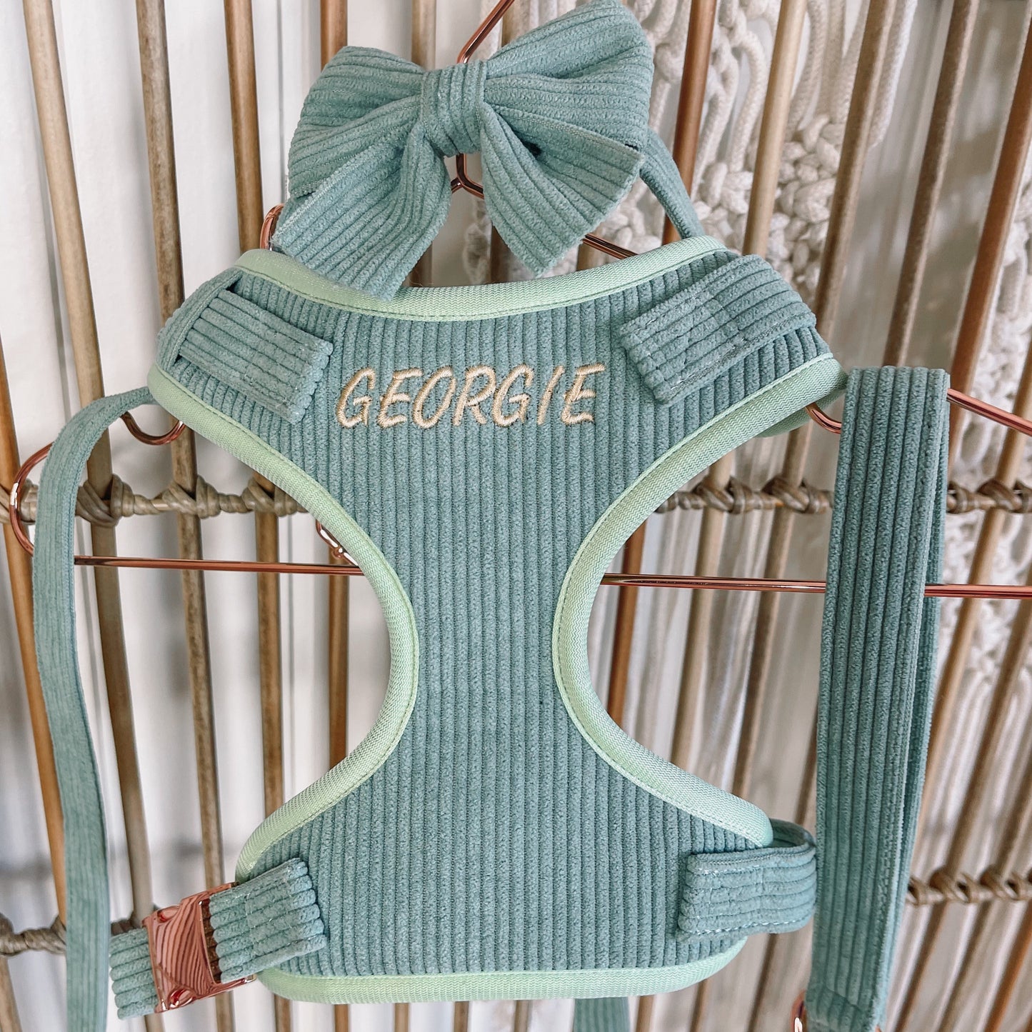 Keaton Green Corduroy Luxury Harness