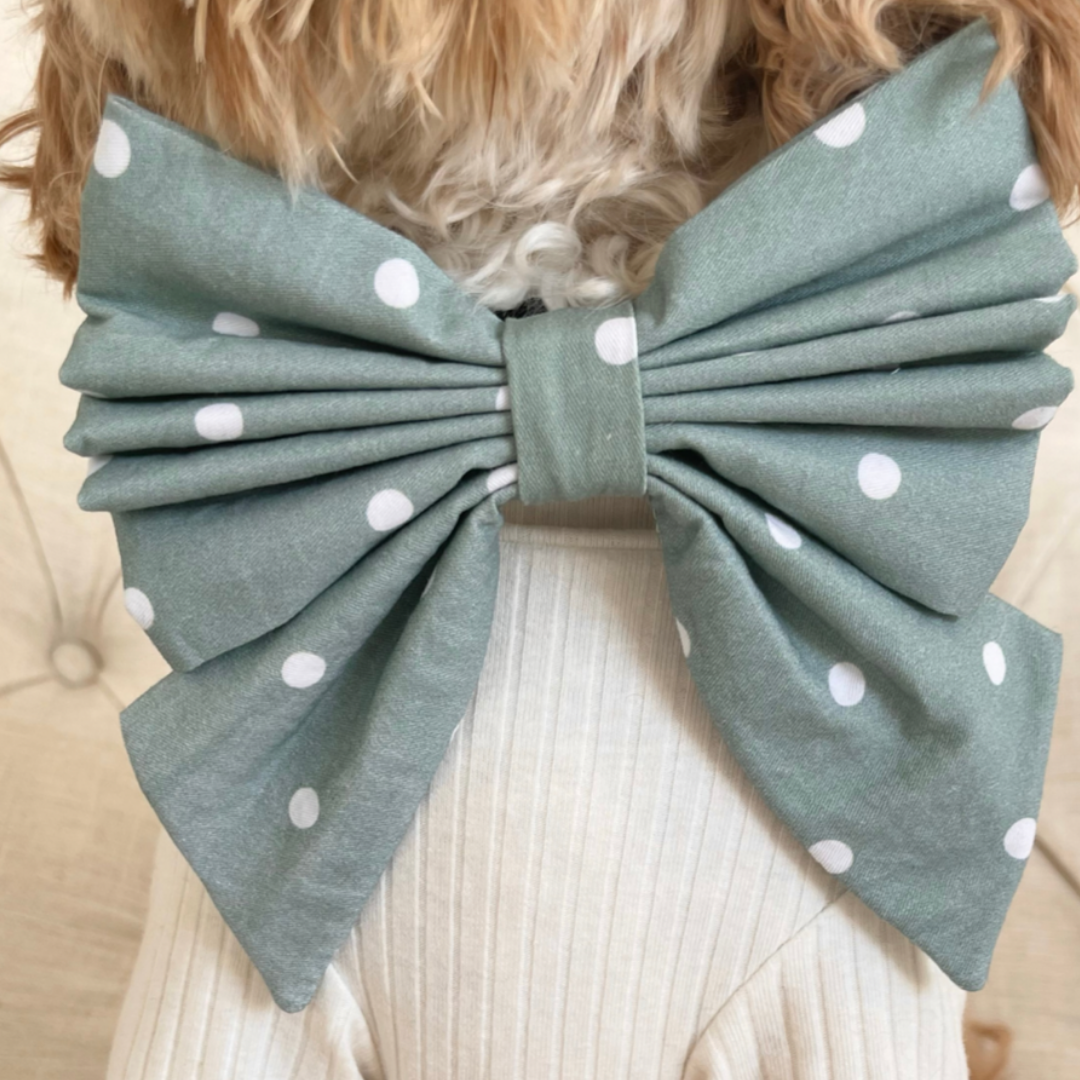 Mika Blue Polka Dot Sailor Bow