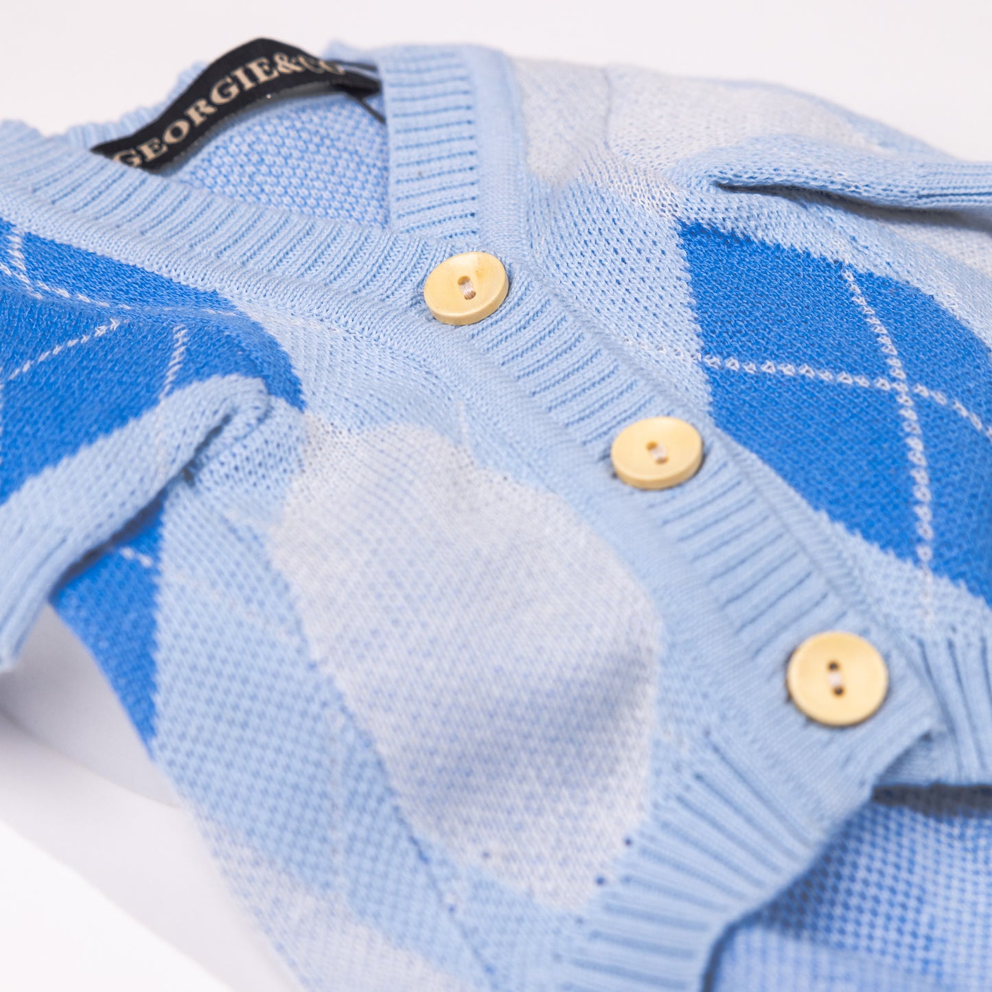 Archer Blue Personalised Dog Cardigan