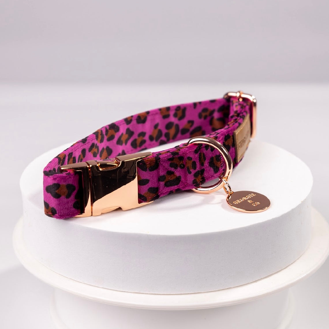 Georgie Luxury Pink/Purple Leopard Velvet Harness Set