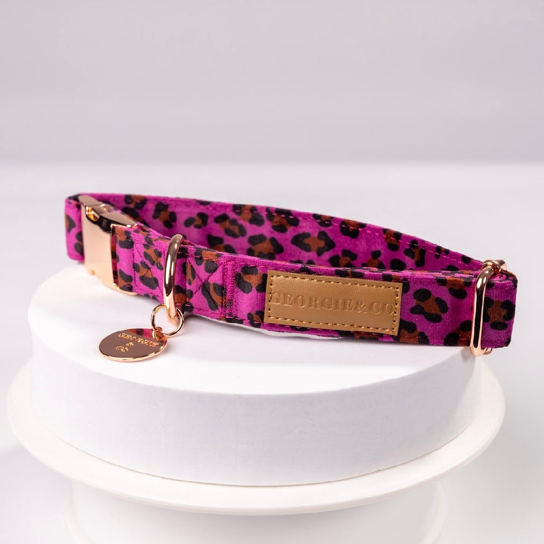 Georgie Luxury Pink/Purple Leopard Velvet Harness Set