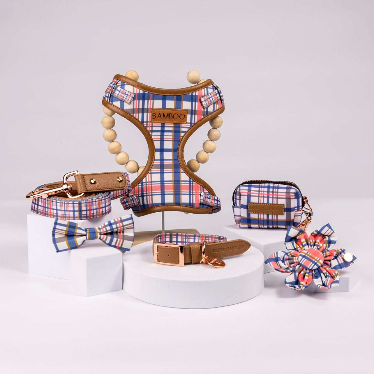 Azara Tartan Personalized Harness Set