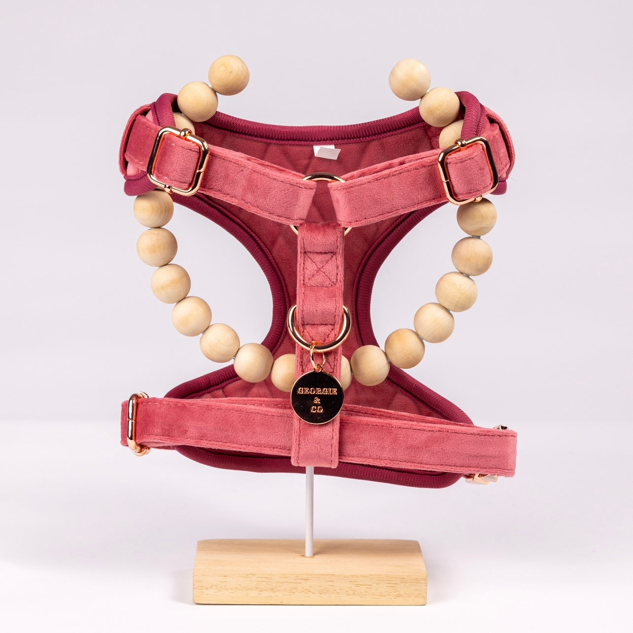 Gigi Luxury Pink Velvet Harness Set