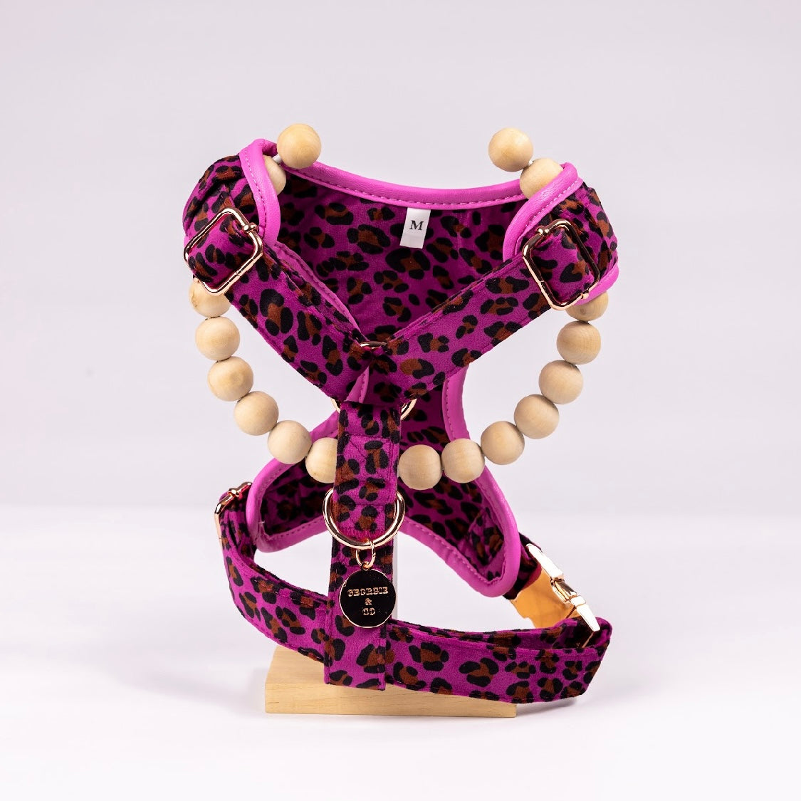 Georgie Luxury Pink/Purple Leopard Velvet Harness Set