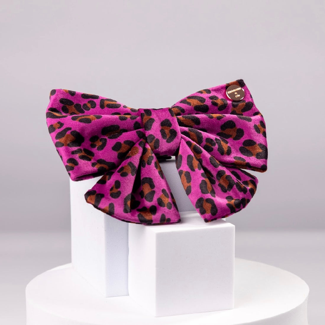 Georgie Luxury Pink/Purple Leopard Velvet Harness Set
