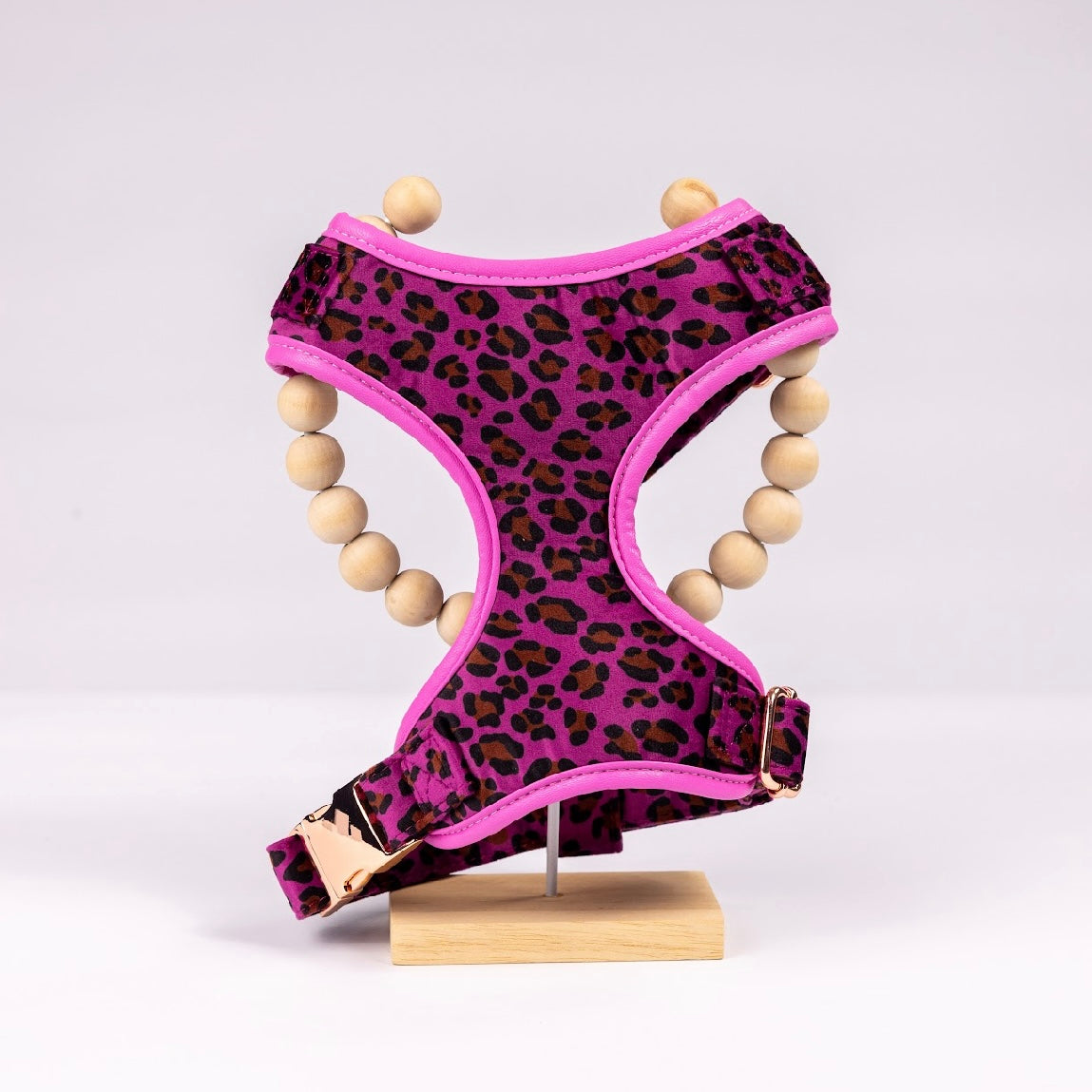 Georgie Luxury Pink/Purple Leopard Velvet Harness Set