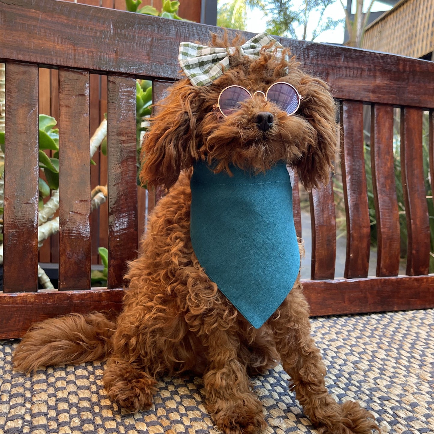 linen blue dog bandana