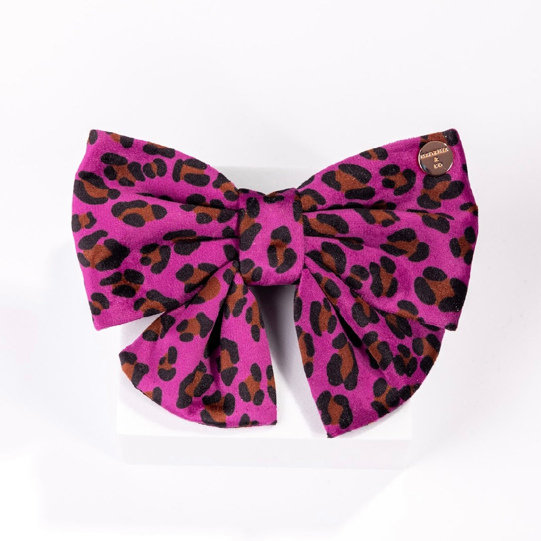 Georgie Luxury Pink/Purple Leopard Velvet Harness Set