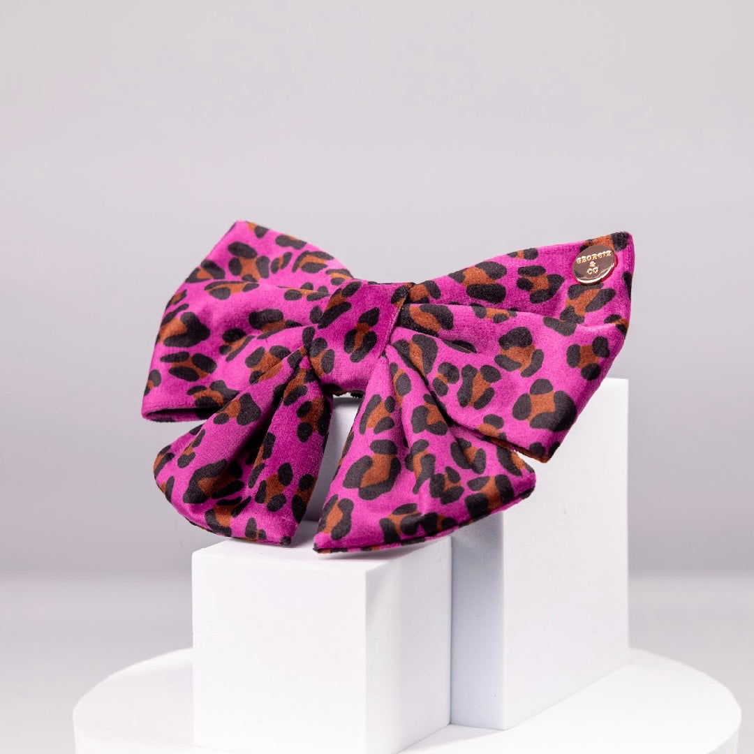 Georgie Luxury Pink/Purple Leopard Velvet Harness Set