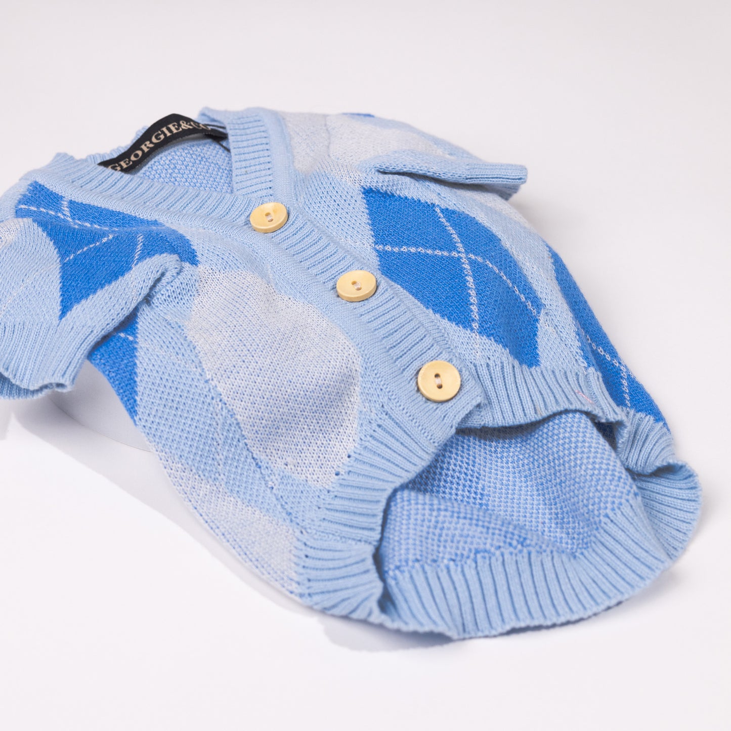 Archer Blue Personalised Dog Cardigan