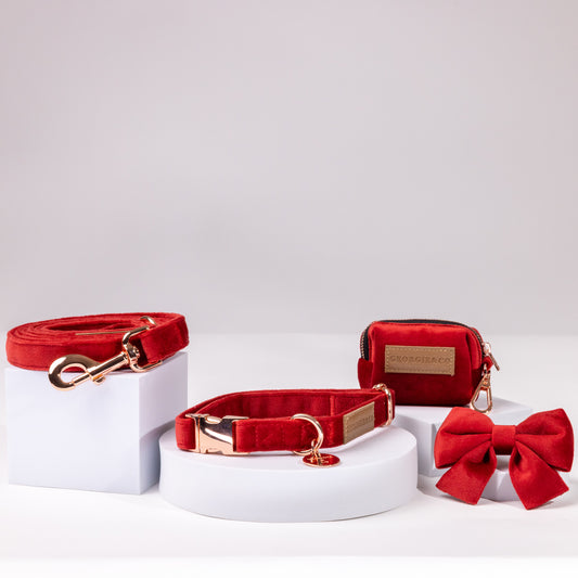 Sadie Luxury Red Velvet Collar Set