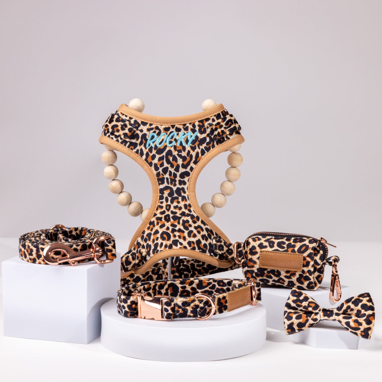 Presley Luxury Leopard Personalised Harness Set