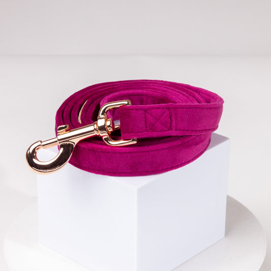 Layla Luxury Fuchsia Velvet Leash