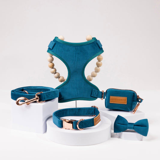 Benz Luxury Blue Velvet Personalised Harness Set