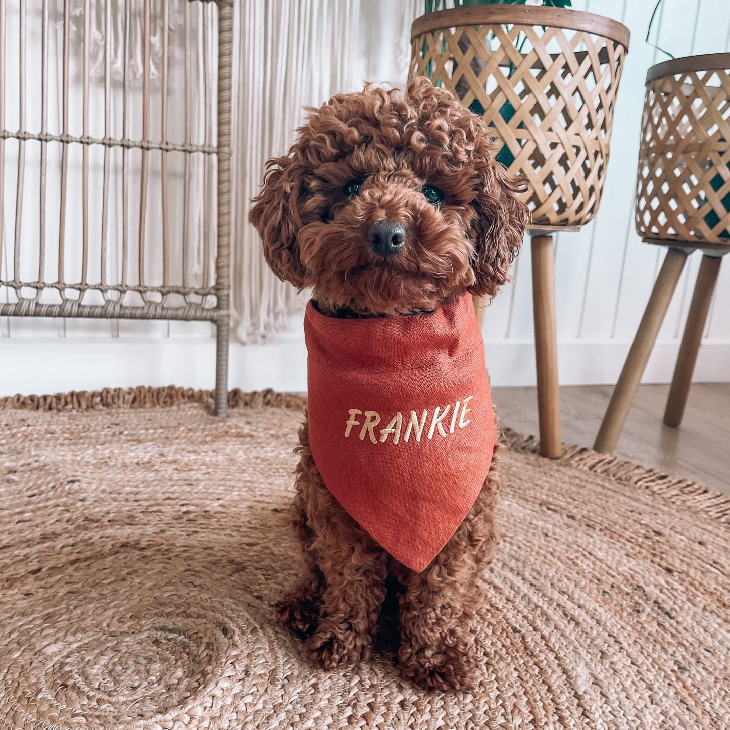 boho orange dog bandana 