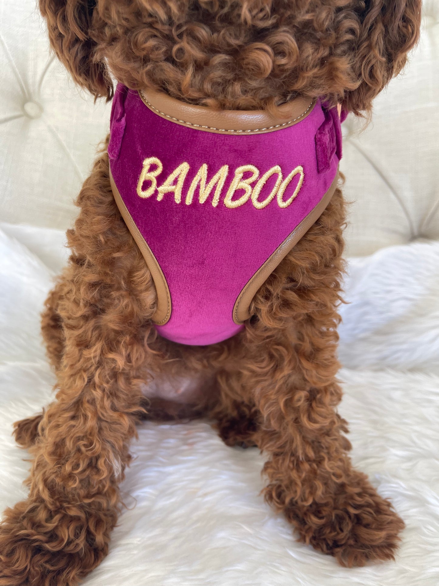 Layla Fuchsia Velvet Luxury Harness