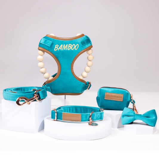 Marlow Luxury Blue Velvet Personalised Harness Set