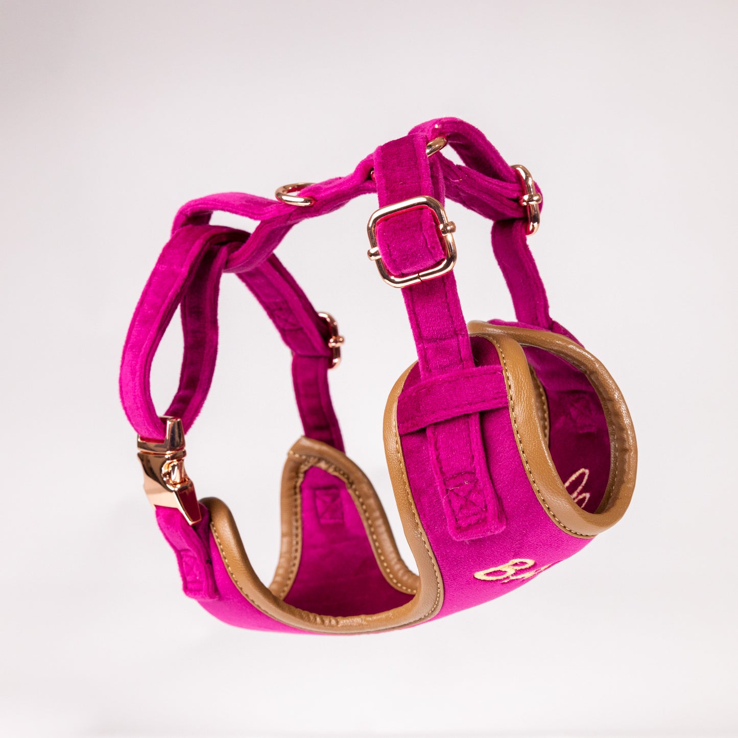 Layla Luxury Fuchsia Velvet Personalised Harness Set