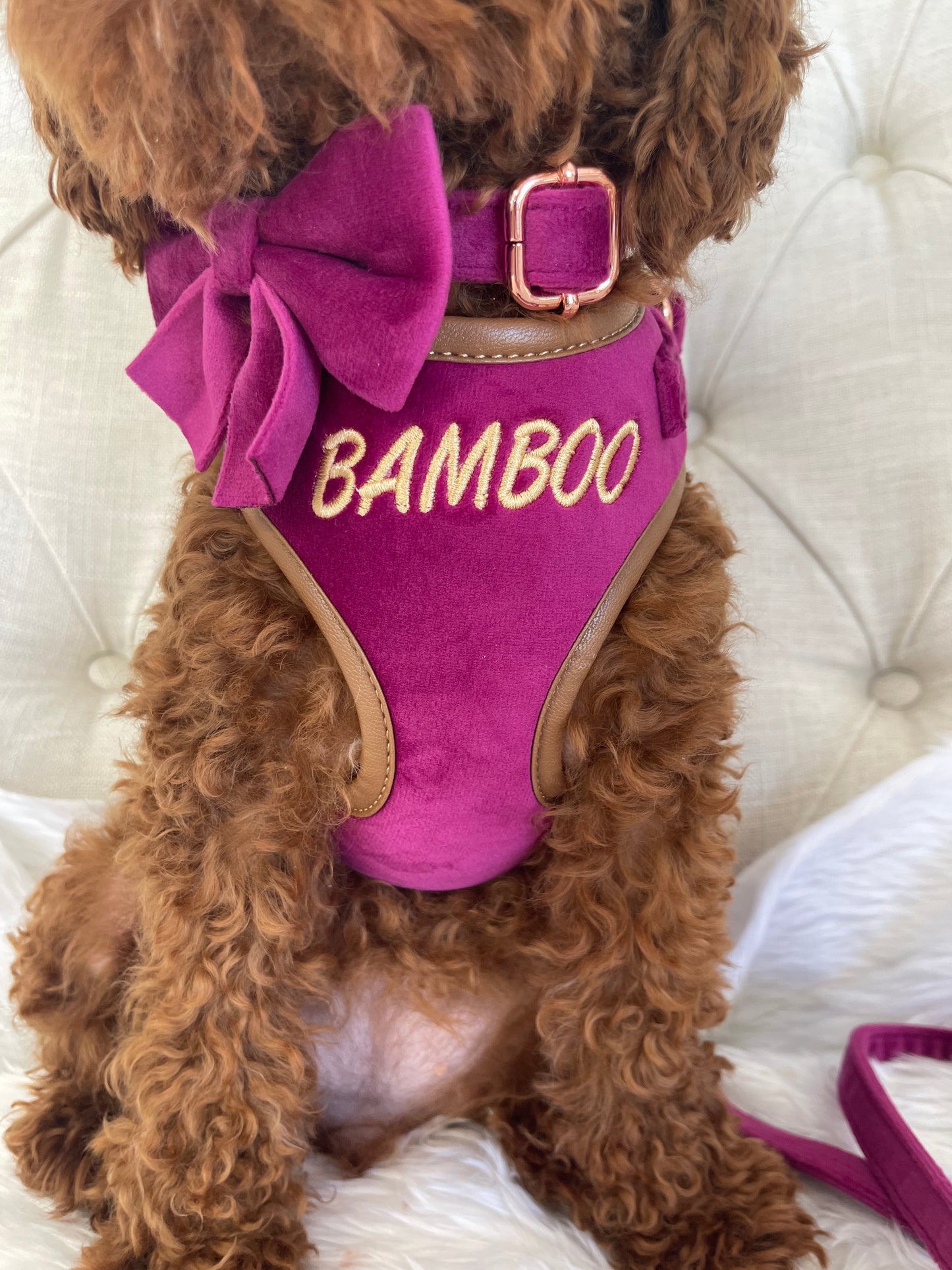 Layla Fuchsia Velvet Luxury Harness