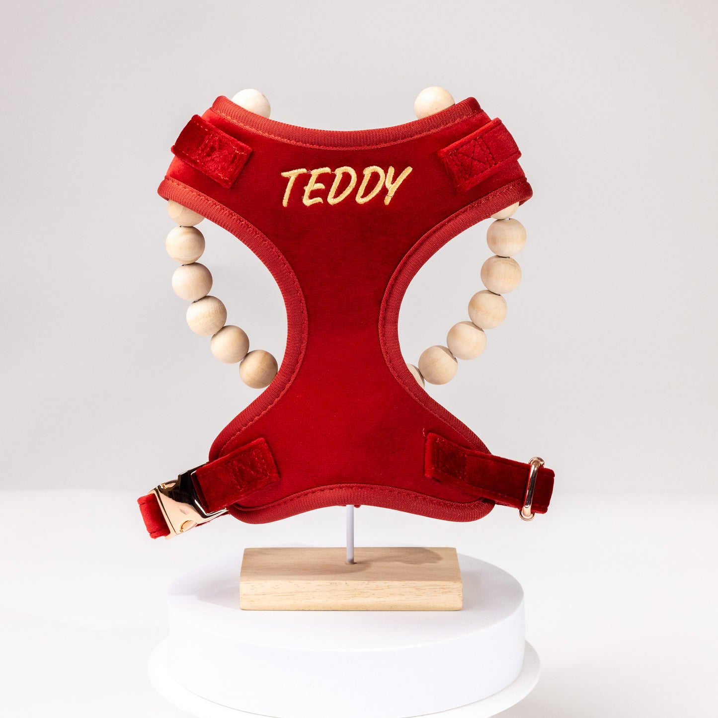 Addison Luxury Red Velvet Personalised Harness Set