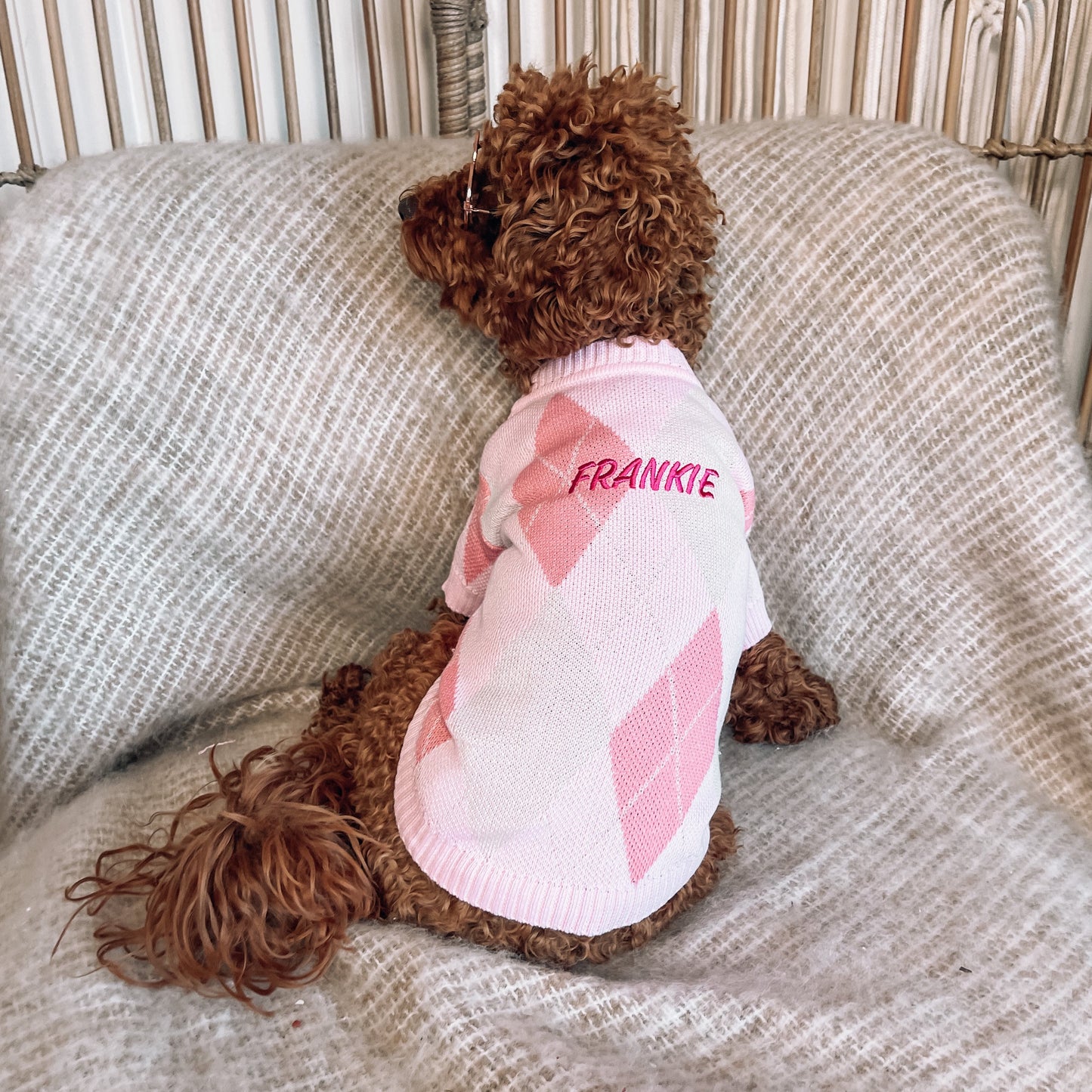 Gigi Pink Personalised Dog Cardigan