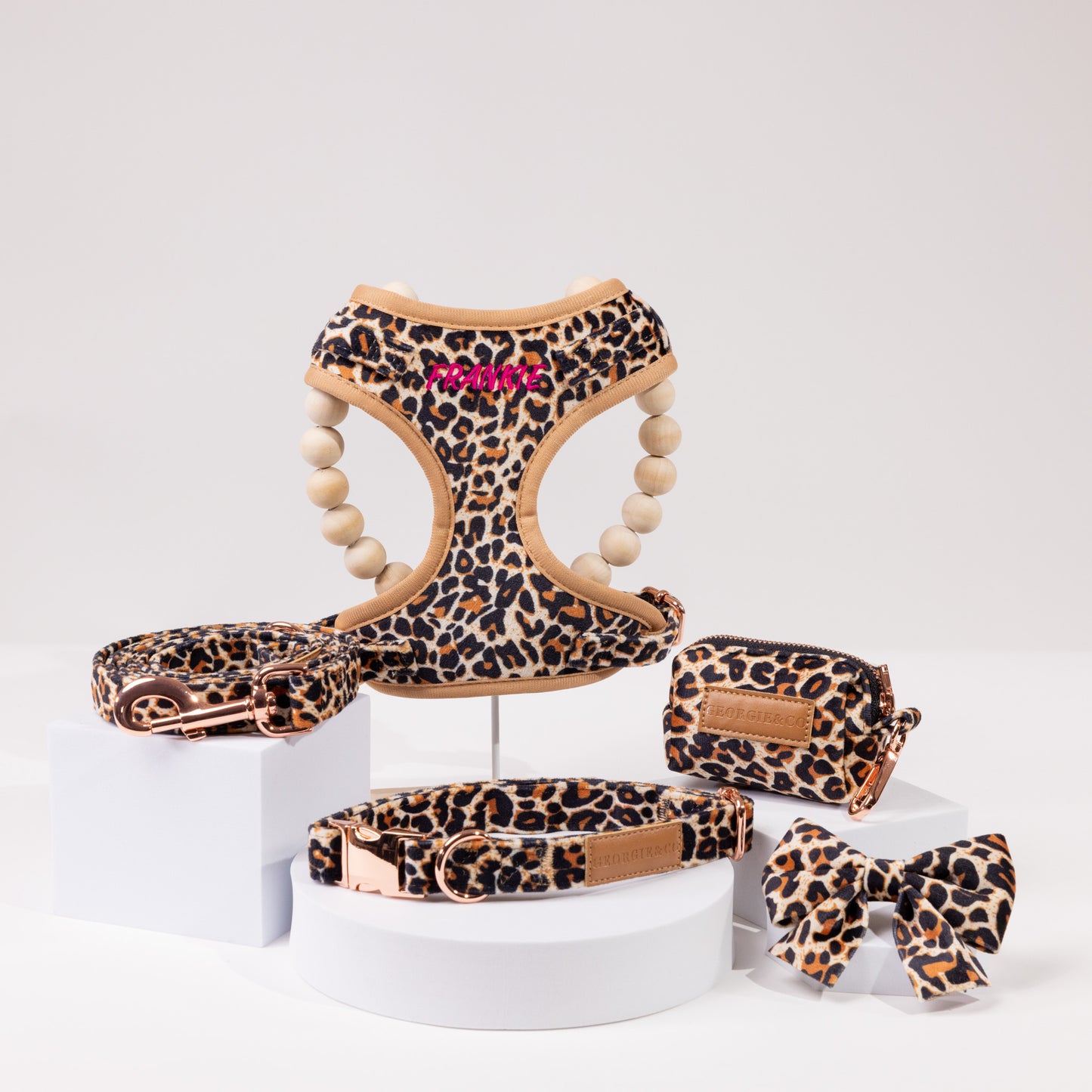 Presley Luxury Leopard Personalised Harness Set